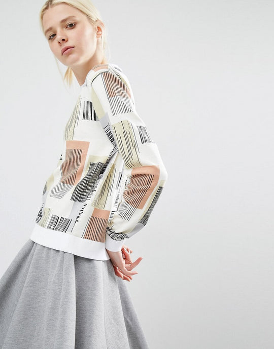 Sweatshirt in Geometric Print